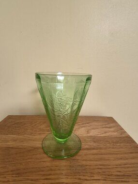 Green Depression Tumbler-Poinsettia Pattern